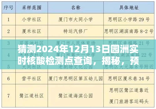 揭秘预测未来，园洲实时核酸检测点查询指南（2024年12月版）