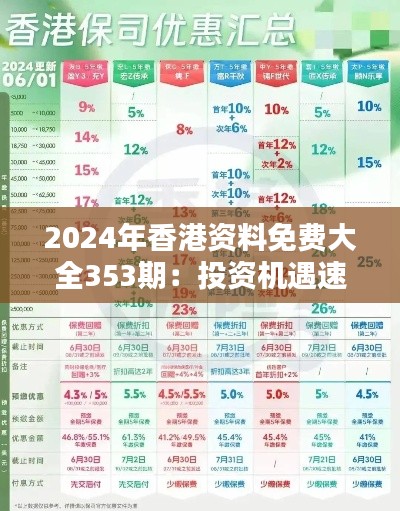 2024年香港资料免费大全353期：投资机遇速览