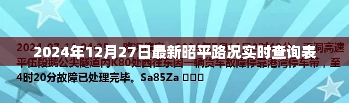 昭平路况实时查询表（最新更新至2024年12月27日）