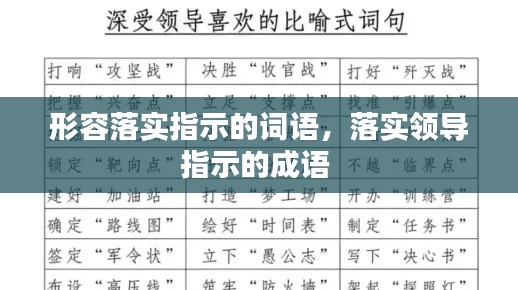 形容落实指示的词语，落实领导指示的成语 