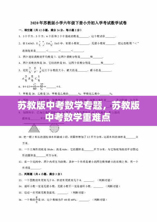 苏教版中考数学专题，苏教版中考数学重难点 