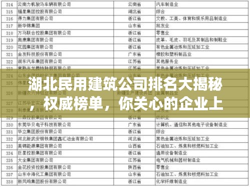 湖北民用建筑公司排名大揭秘，权威榜单，你关心的企业上榜了吗？