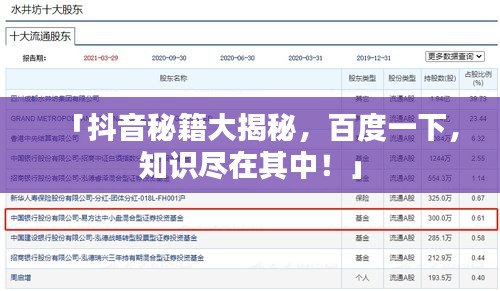 「抖音秘籍大揭秘，百度一下，知识尽在其中！」