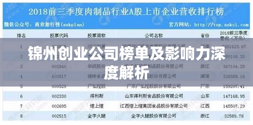 锦州创业公司榜单及影响力深度解析