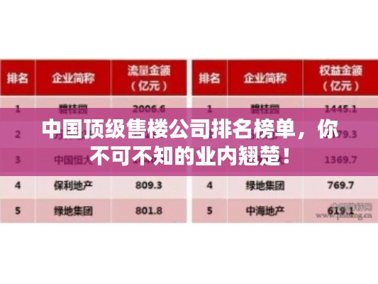 中国顶级售楼公司排名榜单，你不可不知的业内翘楚！