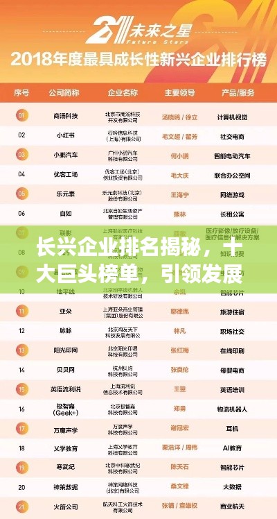 长兴企业排名揭秘，十大巨头榜单，引领发展潮流！