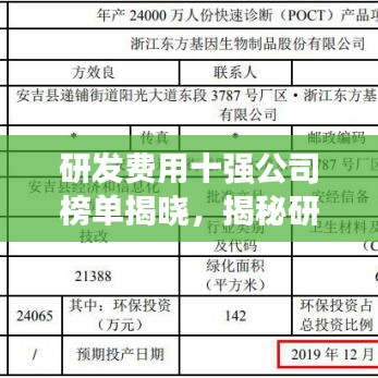 研发费用十强公司榜单揭晓，揭秘研发投入背后的影响力与影响