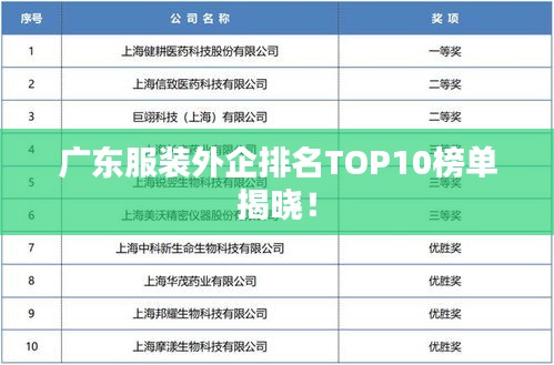 广东服装外企排名TOP10榜单揭晓！