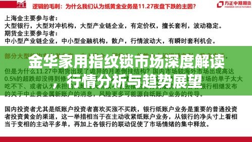 金华家用指纹锁市场深度解读，行情分析与趋势展望