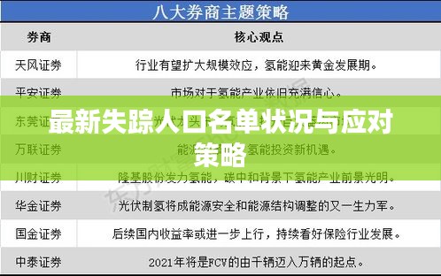 最新失踪人口名单状况与应对策略