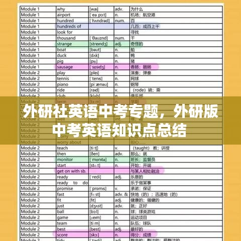 外研社英语中考专题，外研版中考英语知识点总结 