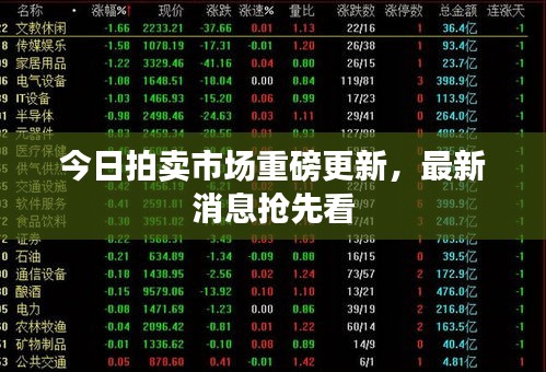 今日拍卖市场重磅更新，最新消息抢先看
