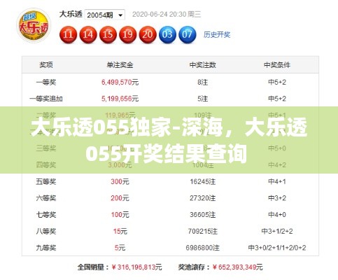 大乐透055独家-深海，大乐透055开奖结果查询 