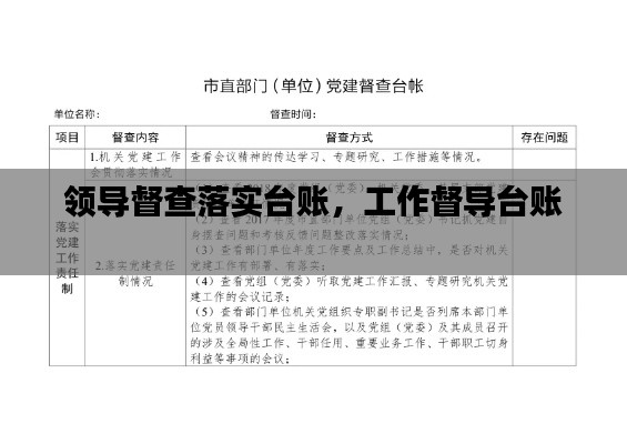 领导督查落实台账，工作督导台账 