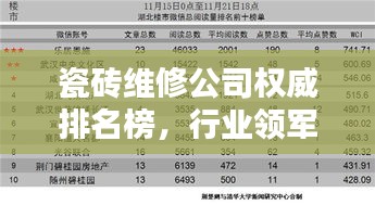 瓷砖维修公司权威排名榜，行业领军者及其影响力解析
