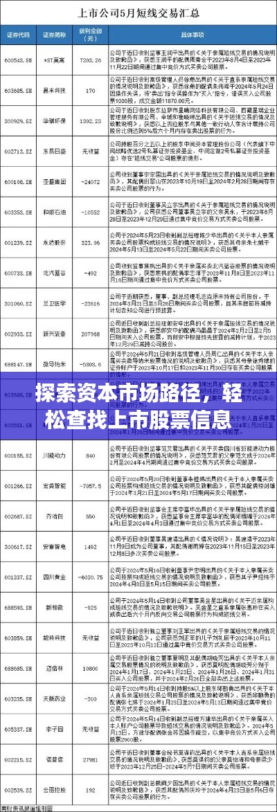 探索资本市场路径，轻松查找上市股票信息